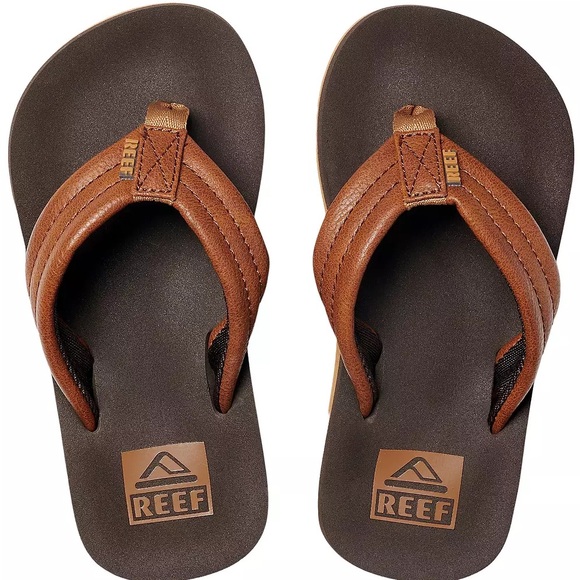 Reef Boys Ahi Sandals Brown Black Size 1 - Picture 1 of 7